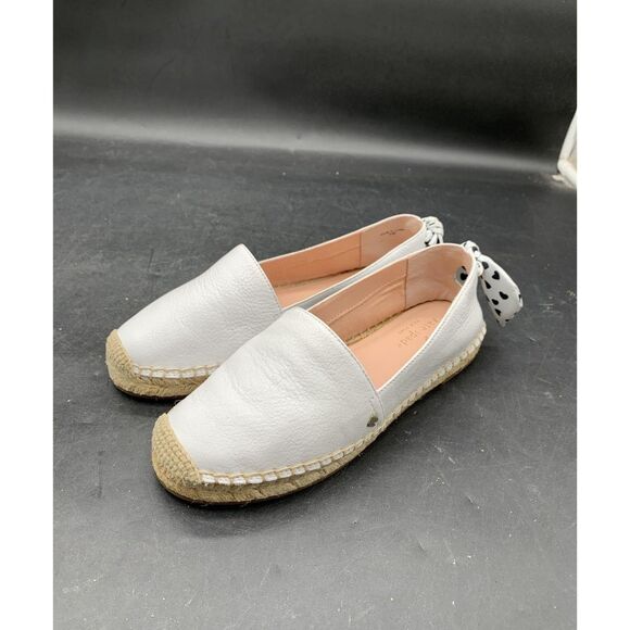 EUC KATE SPADE White Canvas Flats With Black Polka Dot Bows- Size 5.5 - Picture 6 of 6